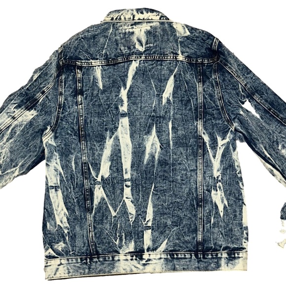 Rolling Paper Acid Wash Distressed Denim Jean Jacket Blend Unisex size Large✨ - Picture 13 of 16